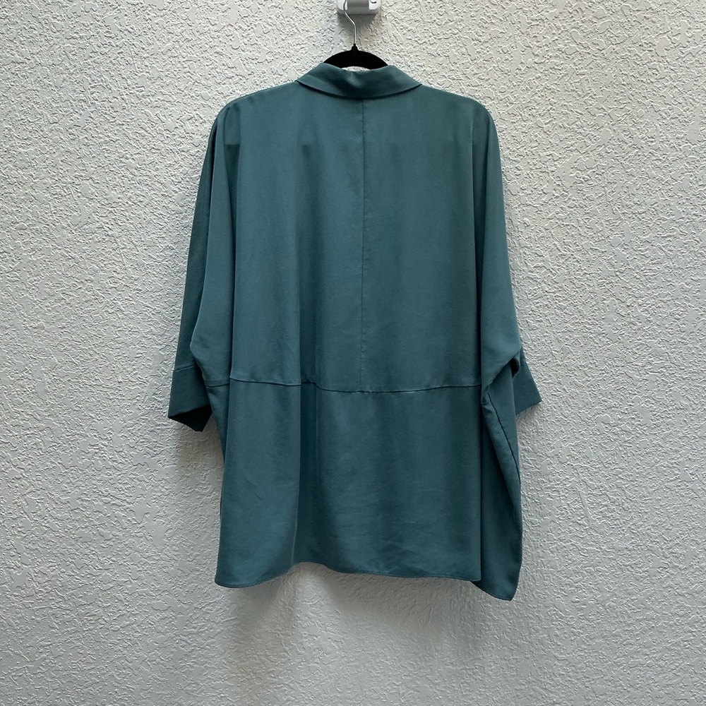 COS Teal Button-Front Oversized Blouse - Picture 2 of 3